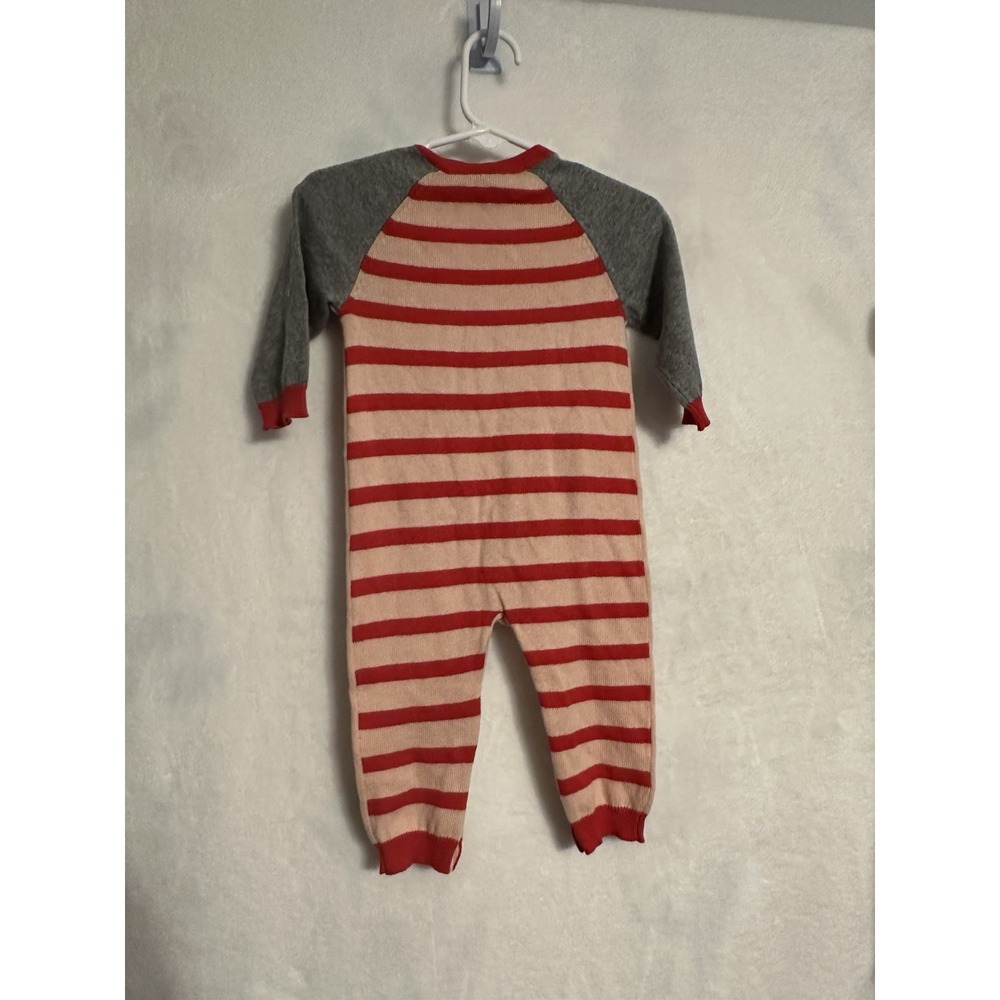 Stella McCartney Kids Knit Striped Smiley Coverall 6M Pink Gray Red - Picture 4 of 5